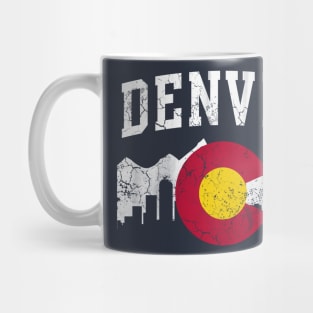 Denver Colorado Flag Skyline Mug